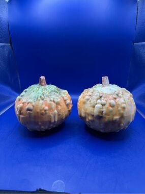 Set of 2 5” Ceramic Bumpy Pumpkins